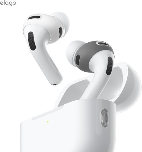 Elago زوجان من غطاء أطراف الأذن AirPods Pro 3 مصمم لـ AirPods Pro 3، [يناسب الجراب] غطاء سيليكون مضاد للانزلاق، مضاد للخدوش، دليل التثبيت (زوج واحد من كل منهما) (رمادي داكن وأبيض) in Kuwait