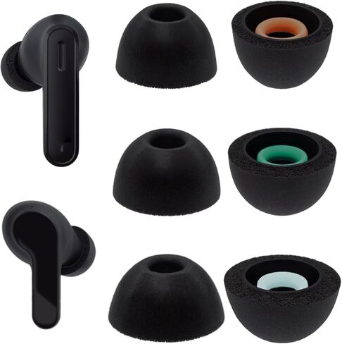 أطراف أذن بديلة من إسفنج الذاكرة من Klowcok لسماعات الأذن JBL Vibe Beam/JBL Vibe Beam 2 / JBL Tune Beam، 3 أزواج (S/M/L) أسود in Kuwait