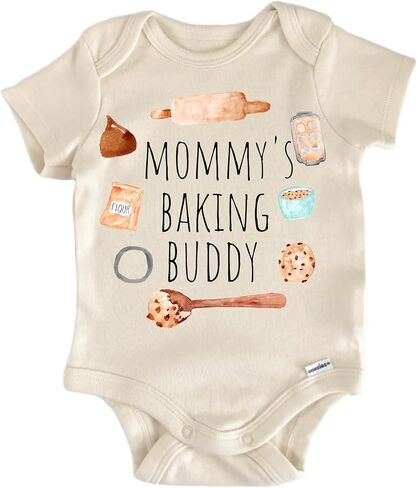 بدلة أطفال من Baking Cookies Food - ملابس مضحكة للرضع، ملابس أطفال قطنية للجنسين، بدلة قصيرة الأكمام لحديثي الولادة in Kuwait