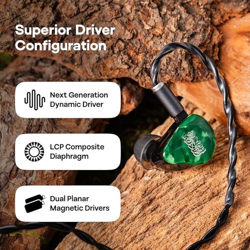Linsoul Punch Audio Portazo 1DD + 2 Planar Driver in Ear Monitor, HiFi Wired IEM Earphones,Basshead Studio Monitoring & Gaming Earbuds with Detachable 3.5/4.4mm Cable for Musicians Audiophiles in Kuwait