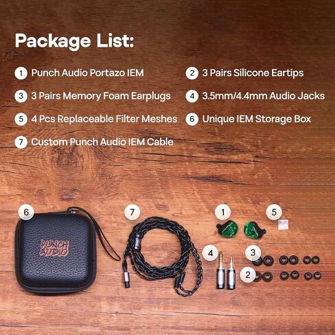 Linsoul Punch Audio Portazo 1DD + 2 Planar Driver in Ear Monitor, HiFi Wired IEM Earphones,Basshead Studio Monitoring & Gaming Earbuds with Detachable 3.5/4.4mm Cable for Musicians Audiophiles in Kuwait