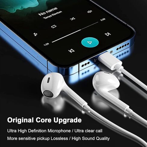 2 Pack for iPhone Headphones Wired Earbuds, in-Ear Headphones with Lighting Connector, Earphones Built in Microphone & Volume Control, Compatible with iPhone 14 13 12 11 XR XS X 8 7 Pro Pro Max Plus in Saudi Arabia