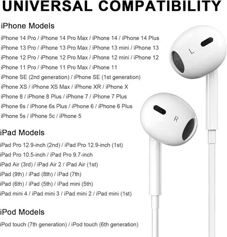 2 Pack for iPhone Headphones Wired Earbuds, in-Ear Headphones with Lighting Connector, Earphones Built in Microphone & Volume Control, Compatible with iPhone 14 13 12 11 XR XS X 8 7 Pro Pro Max Plus in Saudi Arabia