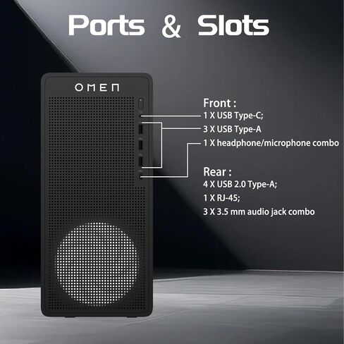 HP OMEN 16L TG03 RTX 5060 Ti Gaming Desktop, Intel Core i7-14700F, 32GB RAM, 1TB SSD, Wi-Fi 6, Workstation for Music Production and Editing, Bundle with Thunderobot KG3089R Gaming Keyboard in Saudi Arabia