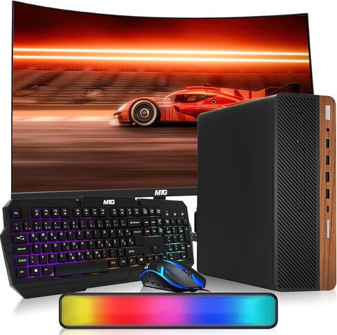 كمبيوتر مكتبي HP Dark Dual Premium - Intel Core i5، ذاكرة الوصول العشوائي 16 جيجابايت، 512 جيجابايت SSD، شاشة منحنية 32 بوصة، لوحة مفاتيح RGB مع مفتاح AI Copilot وماوس، مكبر صوت RGB، Windows 11 (متجدد) in Kuwait