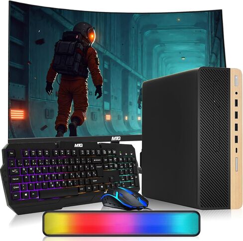 كمبيوتر مكتبي HP Dark Dual Premium - Intel Core i5، ذاكرة الوصول العشوائي 16 جيجابايت، 512 جيجابايت SSD، شاشة منحنية 32 بوصة، لوحة مفاتيح RGB مع مفتاح AI Copilot وماوس، مكبر صوت RGB، Windows 11 (متجدد) in Kuwait