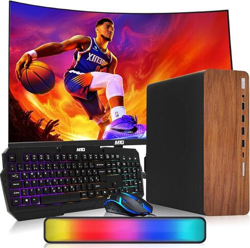 HP Dark Dual Premium Desktop Computer PC – Intel Core i5,16GB RAM,512GB SSD,32 Inch Curved Monitor,RGB Keyboard with AI Copilot Key and Mouse,RGB Soundbar,Windows 11(Renewed) in Kuwait