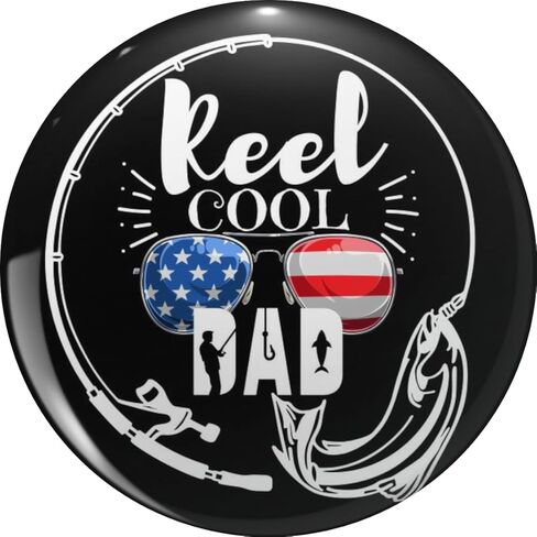 Vintage Usa Flag Fathers Day Fishing Reel Cool, Reel Cool Dad father's day gift Pin Lapel Pin Cute Brooch Pins Badges 0.75" in Saudi Arabia