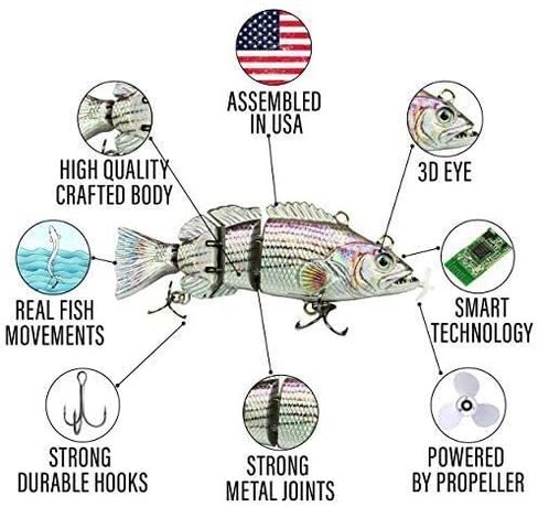 UFISH, 3.5" Robotic Swimming Fishing Lure - Self Swimming Electronic Fishing Lures - USB Rechargeable Lure for Freshwater & Saltwater - Best Fishing Bait for Bass Pike Musky in Saudi Arabia
