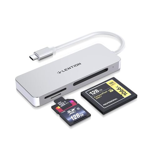 USB C to CF/SD/Micro SD Multi-Card Reader, SD 3.0 Card Adapter Compatible 2025-2016 for MacBook Pro 13/15/16, 2025-2018 Mac Air/iPad Pro/Surface, Iphone15, More (CB-C12, Silver) in Saudi Arabia
