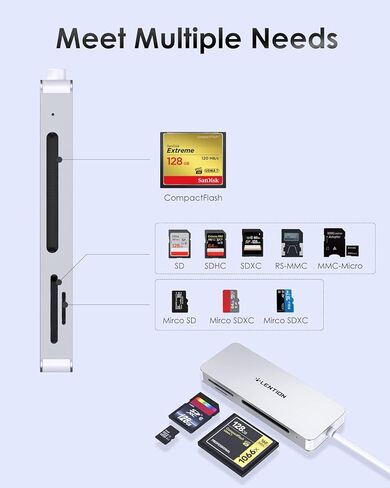 USB C to CF/SD/Micro SD Multi-Card Reader, SD 3.0 Card Adapter Compatible 2025-2016 for MacBook Pro 13/15/16, 2025-2018 Mac Air/iPad Pro/Surface, Iphone15, More (CB-C12, Silver) in Saudi Arabia