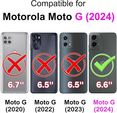 محفظة حافظة لهاتف Motorola Moto G 5G 2024، [مسند] حامل 3 بطاقات [غلاف داخلي من مادة TPU مقاوم للصدمات]، غطاء قلاب واقٍ مغناطيسي من جلد البولي يوريثان مقاس 6.6 بوصة، زهرة سوداء in Kuwait