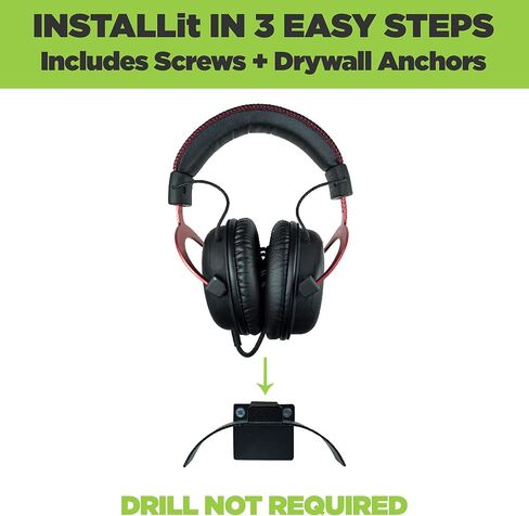 HIDEit Mounts Uni-H Universal Headphone Wall Mount - شركة أمريكية، ملحقات ألعاب من الفولاذ الأسود لسماعات الألعاب وسماعات الرأس وسماعات الواقع الافتراضي والمزيد in Kuwait