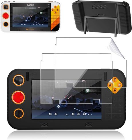 حافظة لجهاز Atari Gamesstation Go، حافظة وحدة تحكم ألعاب NOUKAJU مع واقي شاشة PET، مضاد للسقوط، مضاد للخدش، مقاوم للصدمات، واقي شاشة لوحدة تحكم ألعاب Atari Gamesstation Go (أسود) in Kuwait