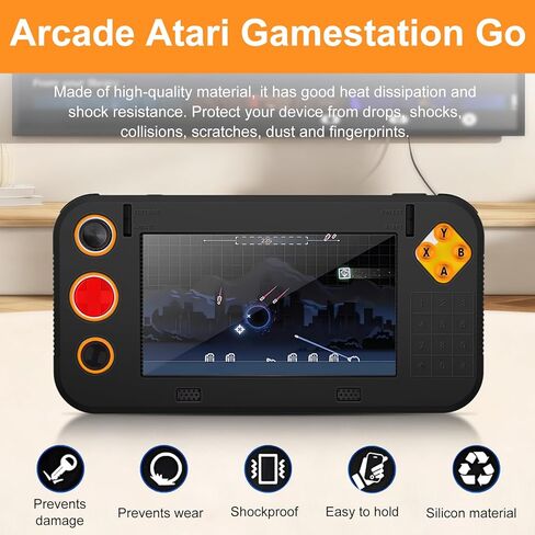 حافظة لجهاز Atari Gamesstation Go، حافظة وحدة تحكم ألعاب NOUKAJU مع واقي شاشة PET، مضاد للسقوط، مضاد للخدش، مقاوم للصدمات، واقي شاشة لوحدة تحكم ألعاب Atari Gamesstation Go (أسود) in Kuwait