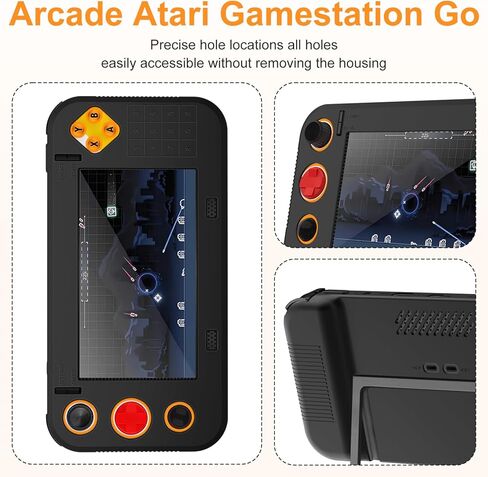 حافظة لجهاز Atari Gamesstation Go، حافظة وحدة تحكم ألعاب NOUKAJU مع واقي شاشة PET، مضاد للسقوط، مضاد للخدش، مقاوم للصدمات، واقي شاشة لوحدة تحكم ألعاب Atari Gamesstation Go (أسود) in Kuwait