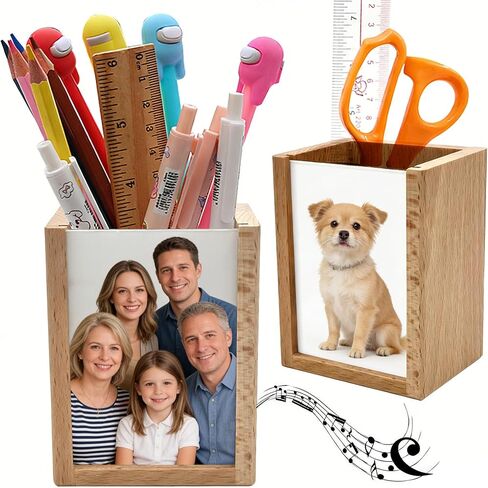 Pursuestar Solid Wood Mini Photo Frame حامل القلم WIND مربع موسيقى للمكتب ، وكأس القلم رصاص كأس فرشاة هدية موسيقية لعيد الميلاد/عيد ميلاد/عيد الحب -قلعة HOWLMOVING in Saudi Arabia