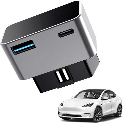 HANSSHOW OBD Hub Adapter for Model 3/Highland/Y - 36W Dual USB-A & USB-C Fast Charger Car OBD Hub Fit for Tesla Accessories in Kuwait