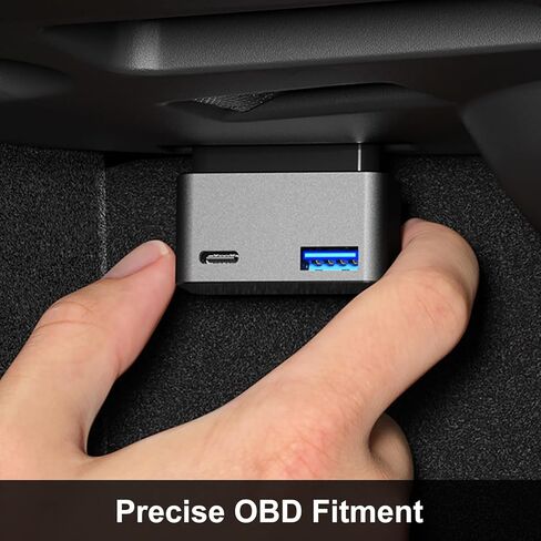 HANSSHOW OBD Hub Adapter for Model 3/Highland/Y - 36W Dual USB-A & USB-C Fast Charger Car OBD Hub Fit for Tesla Accessories in Kuwait