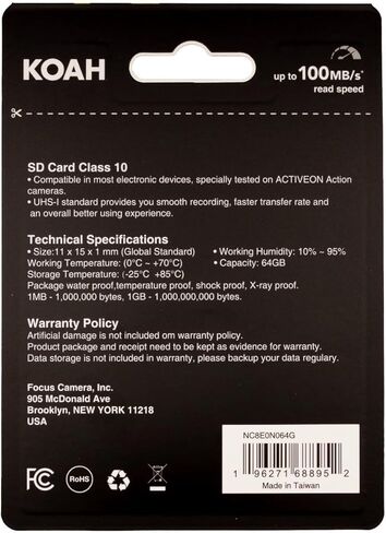 Koah Ultimate 64GB SDXC Memory Card Class10 U3 V30 UHS-I (10-Pack) Bundle with Card Reader (11 Items) in Saudi Arabia