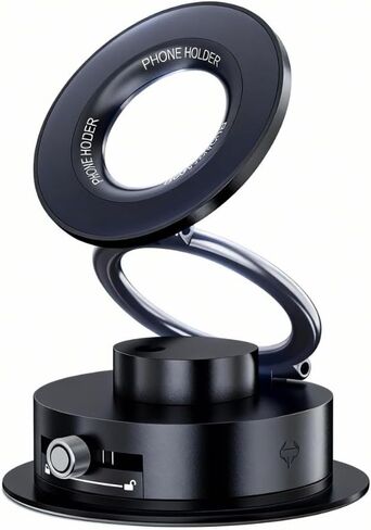 Black Adjustable Ring Phone Holder, Foldable Multi-Angle Stand with Locking Knob for Universal Car Desk Use in Saudi Arabia