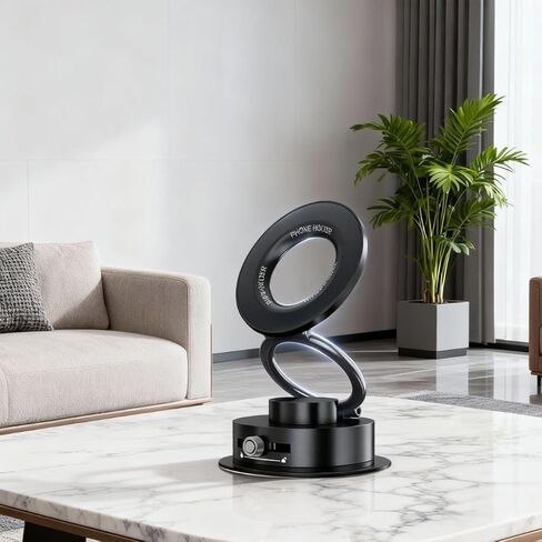 Black Adjustable Ring Phone Holder, Foldable Multi-Angle Stand with Locking Knob for Universal Car Desk Use in Saudi Arabia