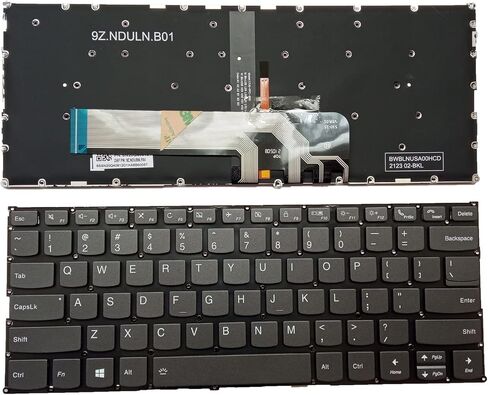 كمبيوتر محمول بديل بتصميم أمريكي مع لوحة مفاتيح بإضاءة خلفية لجهاز Lenovo ThinkBook 13s-IWL 13s-IML 14s-IWL 14s-IML 14-IML 14-IIL SN20S99865 LCM17J63USJ6866 LCM17J6 PD4SB-US SN20Q40627 رمادي in Kuwait