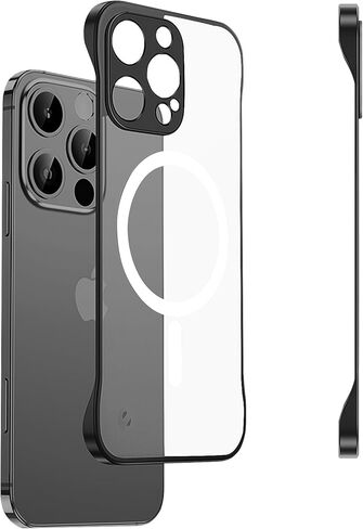 حافظة رفيعة لهاتف iPhone 15 Pro Max، حافظة هاتف بسيطة مقاس 1.9 مم متوافقة مع MagSafe (38 مغناطيسًا)، رفيعة وشفافة خفيفة (أسود بازلت، iPhone 15 Pro Max) in Kuwait