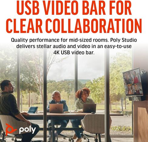 OLY Studio 4K USB Video Conference System (Plantronics) - Camera, Microphone, & Speaker Bar for Small & Medium Conference Rooms - - Teams/Zoom Certified (Renewed), Black in Kuwait