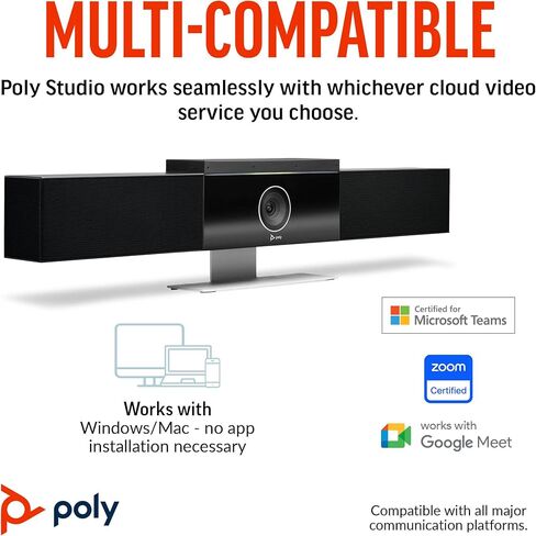 OLY Studio 4K USB Video Conference System (Plantronics) - Camera, Microphone, & Speaker Bar for Small & Medium Conference Rooms - - Teams/Zoom Certified (Renewed), Black in Kuwait
