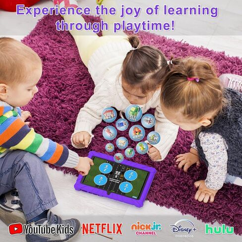Contixo 7 inch Kids Tablet Bundle - Exclusive 50+ Disney Storybooks (Value $200), Headphones & Tablet & Bag for Kids, 32GB, Android 11, Parental Controls, Purple in Saudi Arabia