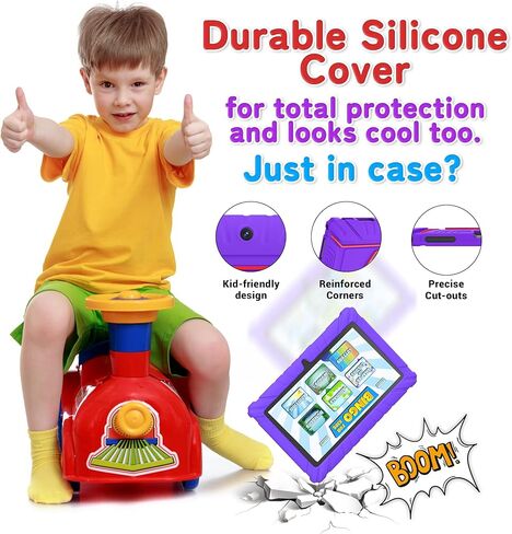 Contixo 7 inch Kids Tablet Bundle - Exclusive 50+ Disney Storybooks (Value $200), Headphones & Tablet & Bag for Kids, 32GB, Android 11, Parental Controls, Purple in Saudi Arabia