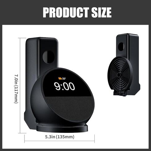 حامل تثبيت على الحائط متوافق مع Echo Spot 2024، حامل منفذ مع إدارة كابلات مخفية، رف موفر للمساحة لغرفة النوم، المطبخ، غرفة المعيشة، تركيب بدون حفر (أسود) in Kuwait