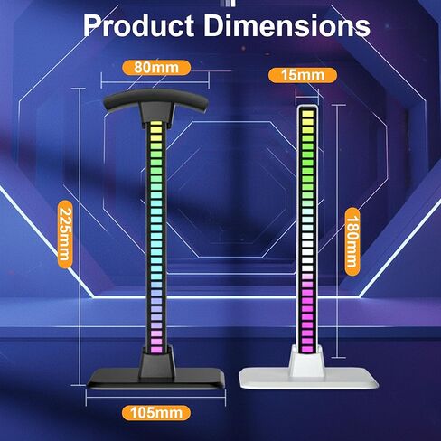 RGB Headphone Stand with Ambient Pickup Light, Gaming Headset Holder with 18 Lighting Modes & 2 Dynamic Effects, Plug-in RGB Sound Reactive Desk Headphone Display Stand, White in Saudi Arabia