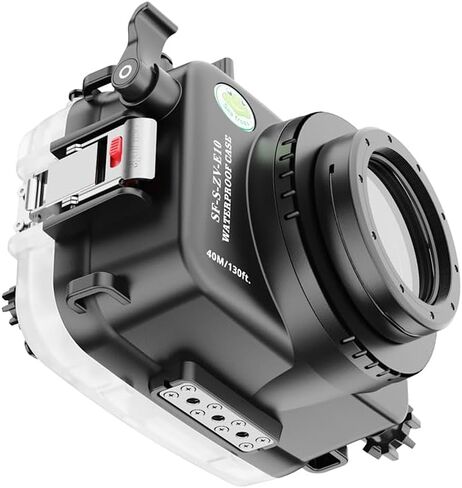 غطاء Mcoplus تحت الماء لهاتف Sony ZV-E10 مع عدسة FE E 3.5-5.6 PZ16-50 OSS، [40M/130FT] جراب مبيت سكوبا مقاوم للماء لهاتف Sony Alpha ZV-E10، مع مستشعر تسرب مدمج in Saudi Arabia