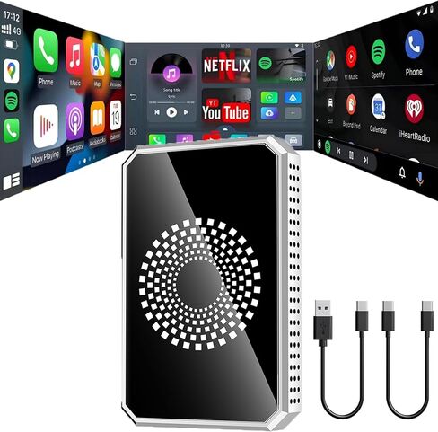 محول لاسلكي Autolink Ai Magic Box 3 في 1 لتشغيل السيارة لبث Netflix/YouTube/TikTok، التوصيل والتشغيل، واي فاي مزدوج النطاق، إعداد سهل، محرك أقراص USB لاسلكي يدعم السيارة لهاتف iPhone 10+ وAndroid 13+ in Saudi Arabia