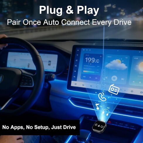2026 ترقية محول CarPlay 3 في 1، محول انعكاس الشاشة للسيارة، محول لهاتف iPhone/Apple/Android إلى شاشة السيارة، توصيل تلقائي (أسود) in Kuwait
