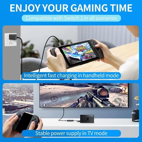 شاحن سريع لجهاز نينتندو سويتش 2/1/OLED/Lite & Steam Deck، محول تيار متردد بديل 60 وات PD 3.0، محول تيار متردد 20 فولت 3.25 أمبير قابل للطي مع كابل USB C بطول 5 أقدام in Kuwait