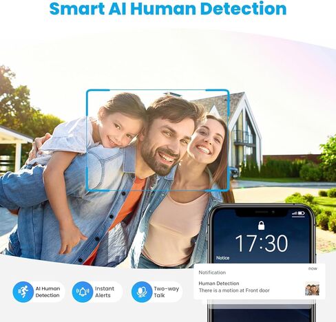 Wireless Video Doorbell Camera, AI Human Detection, 2-Way Talk, Night Vision, Cloud Storage, 2.4G WiFi, Battery Powered, Indoor Outdoor Surveillance (Linen - No Chime Included) in Saudi Arabia