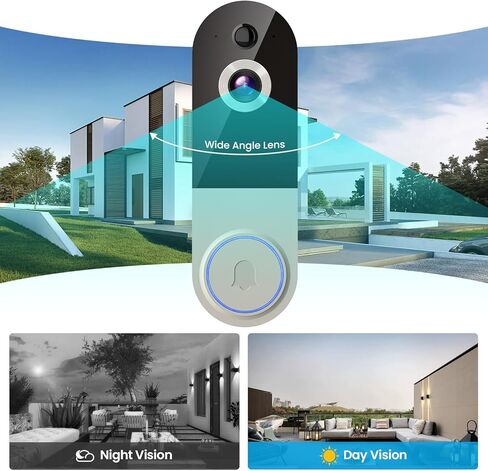 Wireless Video Doorbell Camera, AI Human Detection, 2-Way Talk, Night Vision, Cloud Storage, 2.4G WiFi, Battery Powered, Indoor Outdoor Surveillance (Linen - No Chime Included) in Saudi Arabia