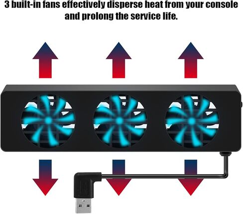 مروحة تبريد USB، 3 مراوح حامل قاعدة تبريد لوحدة التحكم مع تصميم مضغوط قابل للتعديل in Kuwait