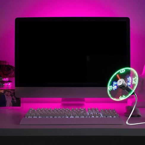 USB LED على مدار الساعة عرض درجة الحرارة مروحة صغيرة مروحة تبريد الكمبيوتر المحمولة مع معقوفة مرنة لاستخدام سطح المكتب والكمبيوتر المحمول in Kuwait