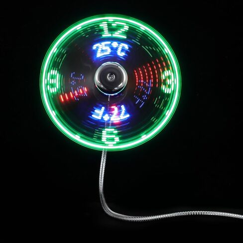 USB LED على مدار الساعة عرض درجة الحرارة مروحة صغيرة مروحة تبريد الكمبيوتر المحمولة مع معقوفة مرنة لاستخدام سطح المكتب والكمبيوتر المحمول in Kuwait