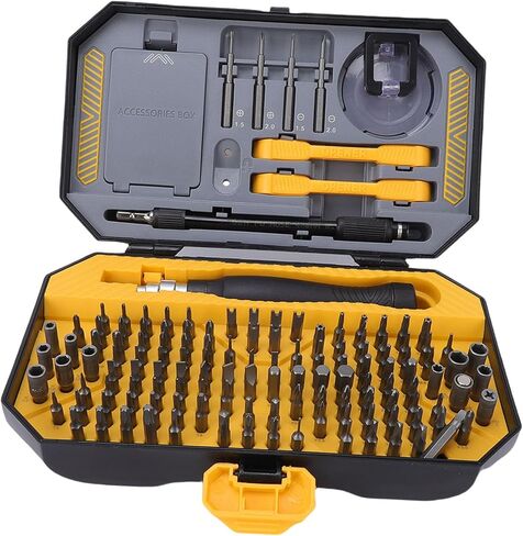 YWBL-WH Accurate Mini Screw Driver Kit, 116Pcs CR V Steel Bits 4Pcs S2 Steel Screw Drivers with Magnetizer Demagnetizer Tool, for Laptop Computer Phone Watch Console Repair in Kuwait