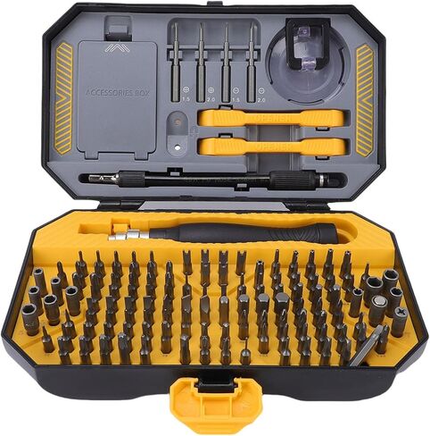 YWBL-WH Accurate Mini Screw Driver Kit, 116Pcs CR V Steel Bits 4Pcs S2 Steel Screw Drivers with Magnetizer Demagnetizer Tool, for Laptop Computer Phone Watch Console Repair in Kuwait