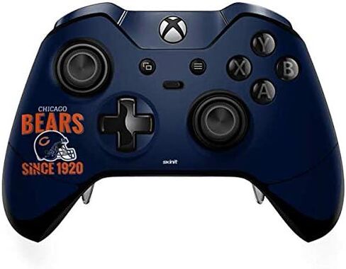 ملصق Skinit المخصص للألعاب متوافق مع وحدة تحكم Xbox One Elite - تصميم خوذة Chicago Bears المرخص رسميًا من الدوري الوطني لكرة القدم الأمريكية in Kuwait
