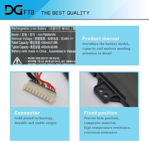 استبدال بطارية الكمبيوتر المحمول DGFTB AA-PBMN4VN لجهاز Samsung Galaxy Book Pro 360 15 15.6 بوصة NP950XDB NP950XDB-KB1US NP950XDB-KA1US NP950XDB-KC5US NP950XDB-KC3US NP950QDB NP950QDB-KB1US (15.44 فولت) 68 واط ساعي/4405 مللي أمبير) in Kuwait