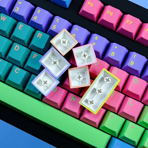 PBT Cherry Profile Keycaps - Ergonomic Rainbow Mechanical Keyboard Caps with Dye Sublimation & MX Switch Compatibility - 129 Keys in Kuwait