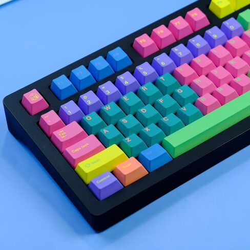 PBT Cherry Profile Keycaps - Ergonomic Rainbow Mechanical Keyboard Caps with Dye Sublimation & MX Switch Compatibility - 129 Keys in Kuwait