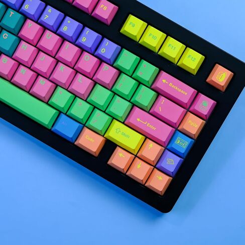 PBT Cherry Profile Keycaps - Ergonomic Rainbow Mechanical Keyboard Caps with Dye Sublimation & MX Switch Compatibility - 129 Keys in Kuwait